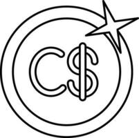 Canadian Dollar Icon in Black Line Art. vector