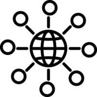 Global Networking Icon in Black Thin Line Art. vector