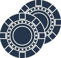 Casino Chip Icon In Blue And White Color. vector