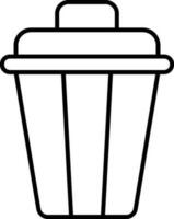 Flat style dustbin icon in thin line art. vector