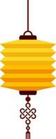 Paper Chinese Lantern in Yellow and Brown Color. vector
