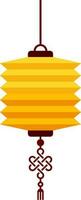 Paper Chinese Lantern in Yellow and Brown Color. vector