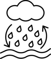 Rainy Cloud With Sea Icon In Thin Line Art. vector