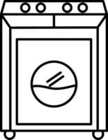 Flat style washing machine icon in line art. vector