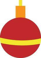 Flat style bauble in red and yellow color. vector