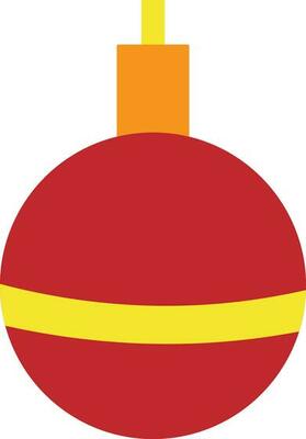 Flat style bauble in red and yellow color.