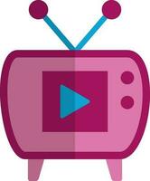 Play television in pink and blue color. vector