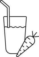 Carrot Juice Glass Icon In Black Outline. vector
