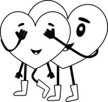 Vector Illustration Of Cartoon Heart Closing To Lover Eyes In Black And White Color.