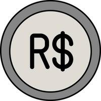 gris Brasil real moneda icono en plano estilo. vector