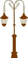 Wrought iron signage with lamp illustration in brown color. vector