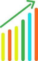 Colorful growing graph with green arrow. vector