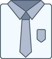 camisa y Corbata icono o símbolo en azul y gris color. vector