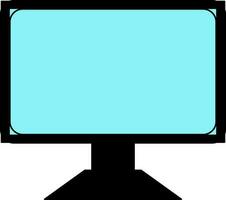 Black and blue computer in flat style. vector