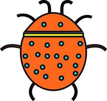 Black and orange ladybug in flat style. vector