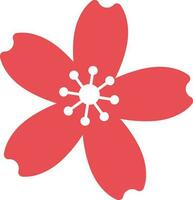 plano estilo flor icono en rojo y blanco color. vector