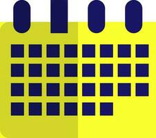 Yellow and blue calendar in flat style. vector