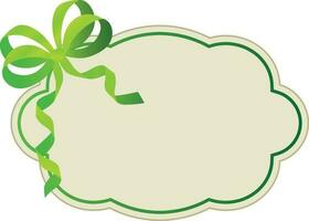 Glossy green bow ribbon decorated blank frame. vector