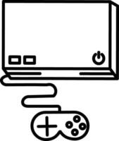 Monitor with Gamepad Icon in Black Outline. vector