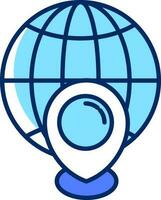 Global location icon in blue and white color. vector