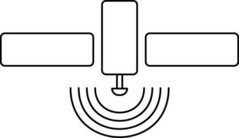Isolated line art satellite in flat style. vector