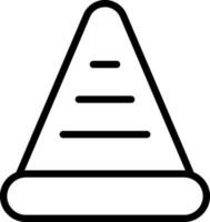 Construction cone icon in black line art. vector