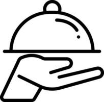 Serving Food Icon in Black Line Art. vector