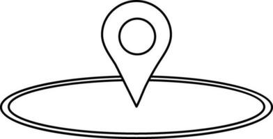 Illustration of map pin icon with circular path. vector