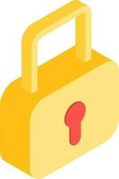 Yellow and Red Lock Icon in 3D Style. vector