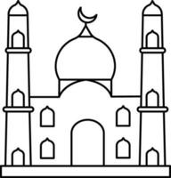 Mosque Icon In Black Line Art. vector