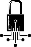 Circuit Lock Icon In black and white Color. vector