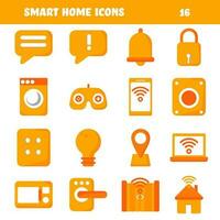 Smart Home Icon Or Symbol Set In Orange And White Color. vector