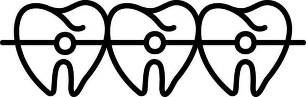 Teeth Braces Icon in Black Outline. vector