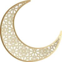Bronze Arabic Floral Pattern Crescent Moon Flat Element. vector