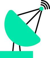 Satellite dish icon in green and black color. vector