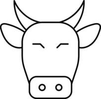 Cow Or OX Face Icon In Line Art. vector