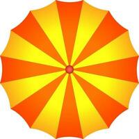 Glossy golden and orange top view of umbrella. vector