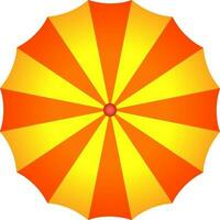 Glossy golden and orange top view of umbrella. vector