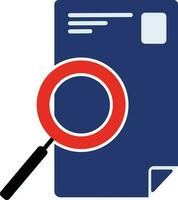 Blue document with red magnifying glass. vector