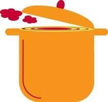 Open orange casserole pan in flat style. vector