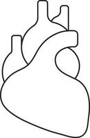 Line art human heart on white background. vector