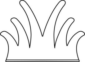 Black line art grass in flat style. vector