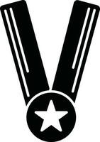 Star decorated medal with ribbon. vector