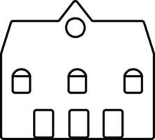 Black and white building in flat illustration. vector