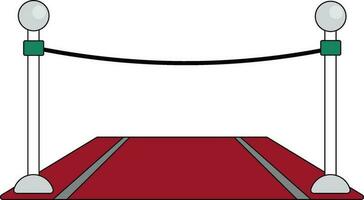 Flat illustration of red carpet with barriers. vector
