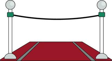 Flat illustration of red carpet with barriers. vector