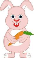 Cute bunny with carrot. vector