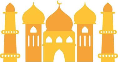 Yellow and orange mosque with minaret. vector