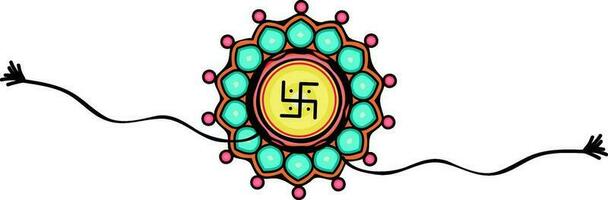 Creative Rakhi with Swastika for Raksha Bandhan. vector