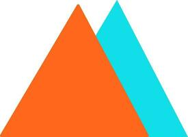 Orange and blue mountains in flat style. vector